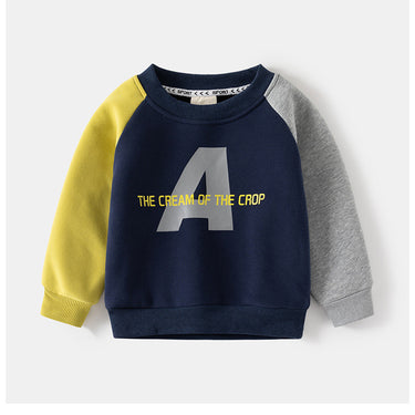 Color-blocked Fleece 2-Piece Set Kids Hoodie and Sweatpants One-piece Fleece Children's Clothing