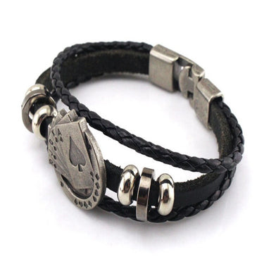 Vintage Cowhide Playing Card Bracelet Three Layer Woven Cowhide Fashion Hand Strap European and American Men Women Accessories