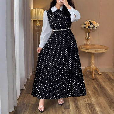 Elegant Vintage Polka Dot High-Waisted Slim Fit Two-Piece Dress for Women