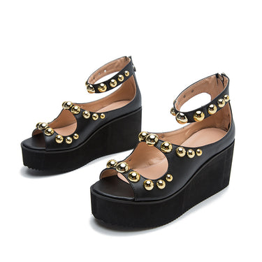 New Wedge Platform Sandals Round Toe Foam Bottom Buckle Roman Women Sandals