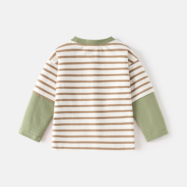 Long Sleeve T-Shirt, Kids Wholesale Basic Tee Boy's Patchwork Sleeve Round Neck Top