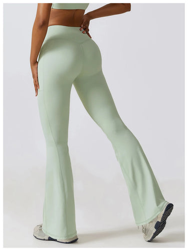 Women Stretch Fitness Pants Sports Bell Bottoms Trousers Lady Runing Push Up Gym Dance Activewear Flares Nylon Yoga Leggings