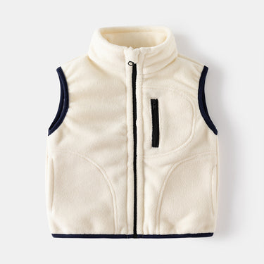 Children's Stand-Up Collar Vest, Unisex Kids' Fleece Sleeveless Jacket Warm Baby Vest for Wholesale