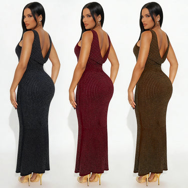 Fashion Women's Sexy Rhinestone High-Waisted Reversible Dress