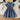 Girls' A-line denim dress with turned-down collar and washed finish