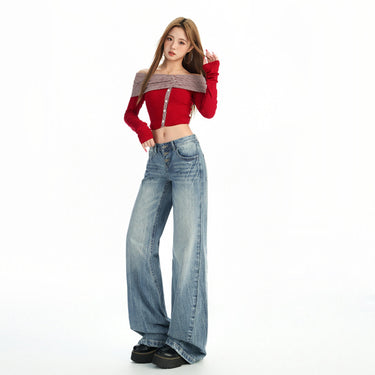 Low Waist Short Rise Straight Leg Jeans Women