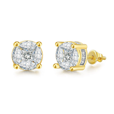 European And American Popular Full Diamond Hip-Hop Earrings Men's Circular Zircon Micro Inlaid Color Separation Electroplating Earrings