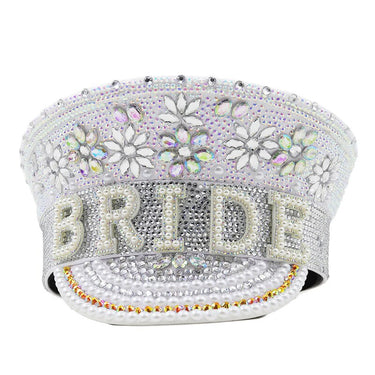 Women's Wedding Versatile Gold Diamond Police Hat Duck Tongue Hat Party Carnival Flat Hat Performance Hat