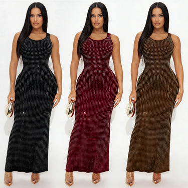 Fashion Women's Sexy Rhinestone High-Waisted Reversible Dress