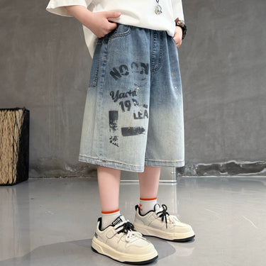 Boy Denim Shorts Kids Mid-Length Pants Lightweight Boy's Five-Point Shorts