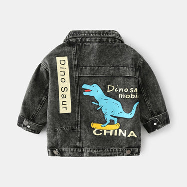 Cartoon Series Single-Button Non-Hooded Kids Denim Jacket for Boys