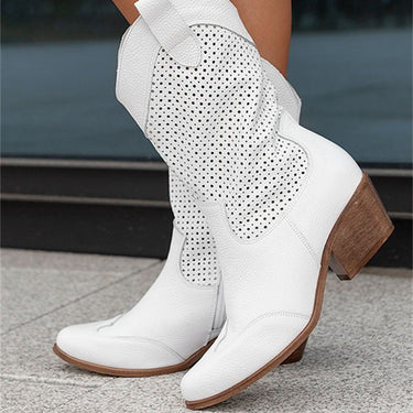 Mid heeled burnt suede low cut women's boots