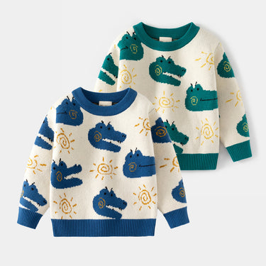 Knitted Sweater for Boys Cartoon Crewneck Pullover Basic Layering Top for Kids Toddler