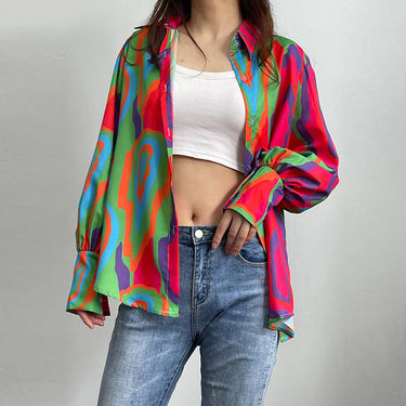 Autumn New Temperament Casual Printing Long Sleeve Loose Women's Shirt