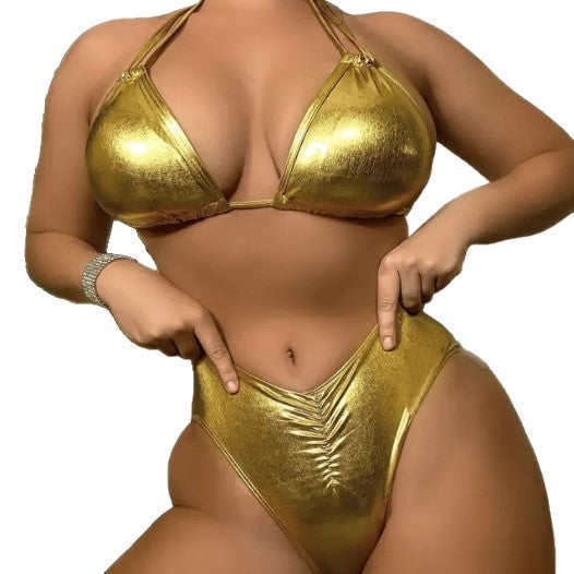 Swimsuit women's hot stamping fabric with pleats
