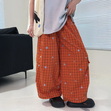 Boys' Pants Lightweight Mosquito-Proof Long Trousers Checkered Pattern Kids Casual Wear