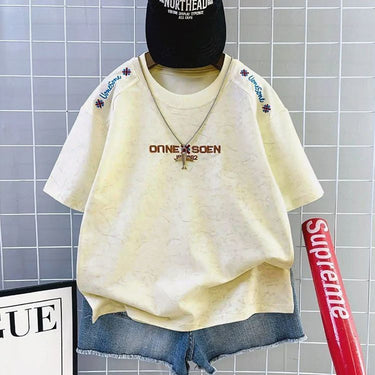 Cotton Boys' Short Sleeve T-Shirt  Top for Kids and Older Boys Trendy Half Sleeve T-Shirt