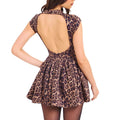 Style Leopard Print Round Neck Sleeveless Backless Fitted Pleated Dress
