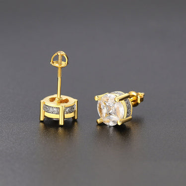 European And American Popular Full Diamond Hip-Hop Earrings Men's Circular Zircon Micro Inlaid Color Separation Electroplating Earrings