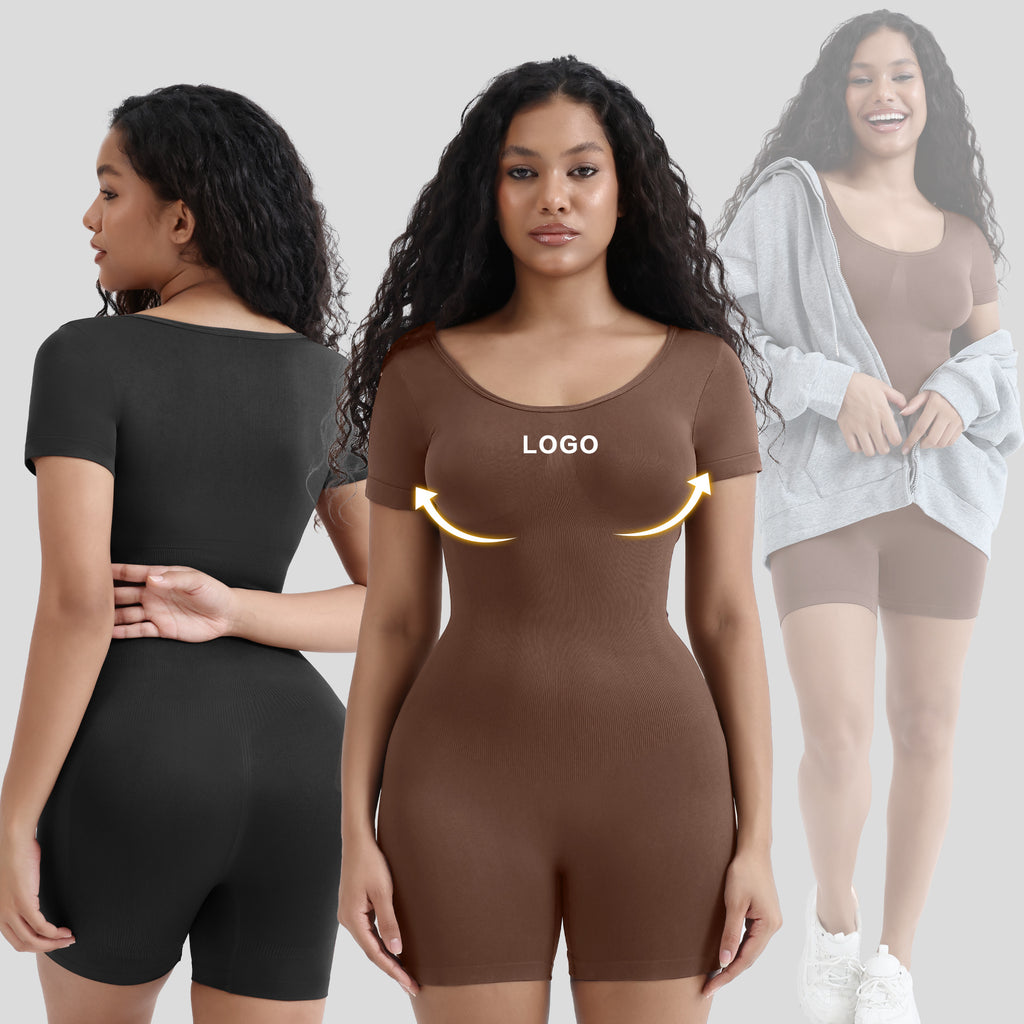 Women Body Shaping Waist Slimming Short Sleeve Seamless Spicy Jumpsuit
