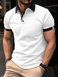 Button polo shirt solid color short sleeved lapel T-shirt casual top