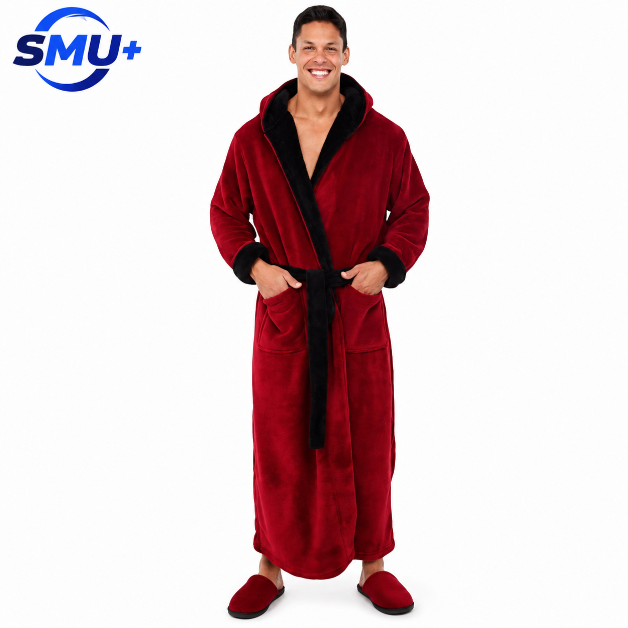 Men Bathrobe Men's Winter Lengthened Plush Shawl Bath Robe Home Clothes Long Sleeved Robe Coat