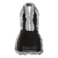 New sexy street trendy leather patchwork sleeveless hanging neck and hip hugging dress