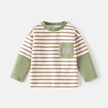Long Sleeve T-Shirt, Kids Wholesale Basic Tee Boy's Patchwork Sleeve Round Neck Top