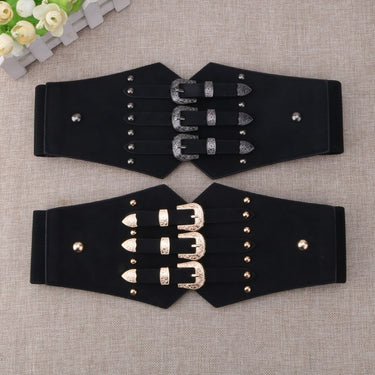 Fashion Outerwear Girdle Women Matching Skirt Shirt Decoration Ladies Versatile Wide Belt Elastic Corset Black