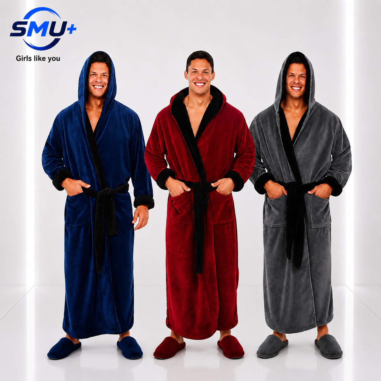 Men Bathrobe Men's Winter Lengthened Plush Shawl Bath Robe Home Clothes Long Sleeved Robe Coat