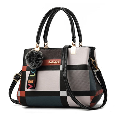 Valenkuci New Casual Plaid Shoulder Bag Fashion Stitching Wild Messenger Brand Female Totes Crossbody Bags Women Leather Handbag