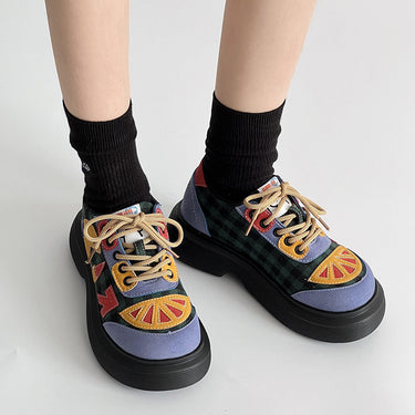 Colorful trendy retro high sole ugly cute shoes for women