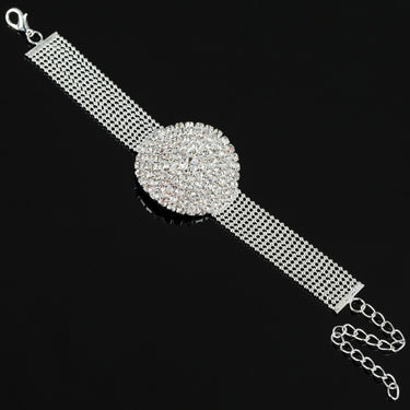 Ball Chain Link Silver Color Full Round Shape Bridal Bracelets Romantic Ladies Luxury Party Crystal Evening Bracelet