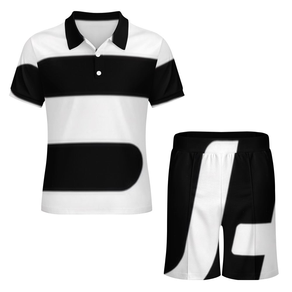 Men's Polo Shirt Suit with Two Buttons