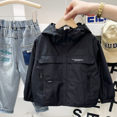 Boy's Hooded Jacket  Stylish Casual Windbreaker Kids Jacket Trendy