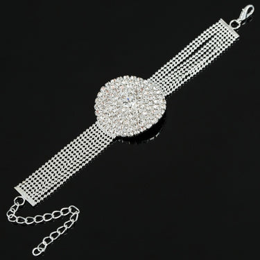Ball Chain Link Silver Color Full Round Shape Bridal Bracelets Romantic Ladies Luxury Party Crystal Evening Bracelet