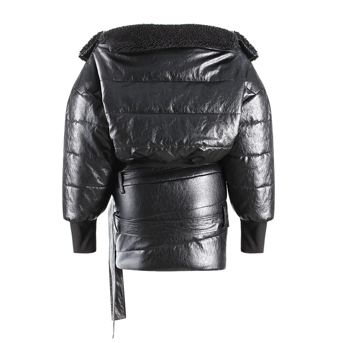 Small niche short bread jacket with multiple wearing styles and plush cotton jacket with large collar design