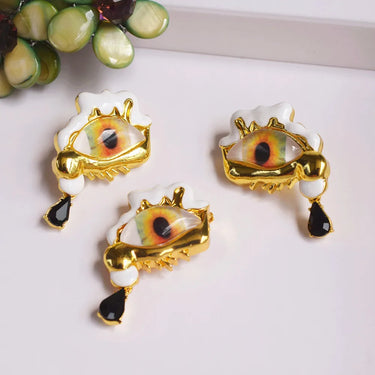 New Design Alloy Resin Eyes Charms Dangle Earrings for Women Jewelry Baroque Style Vintage Statement Earrings Accessories