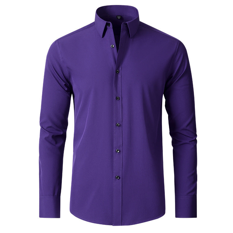 Cotton Long Sleeve Shirt Men's Stretch Non-Iron Dress Shirt  Size Business Casual Shirt