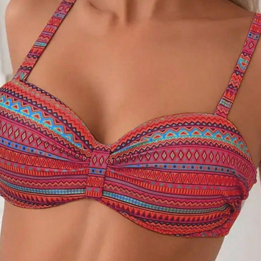 Geometric pattern drawstring swimsuit
