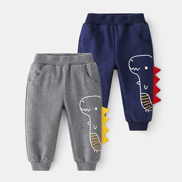 Sporty Kids Monster Cartoon Cute Solid Color Elastic Waistband Trendy Long Pants Boys' Athletic Pants