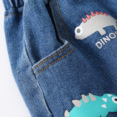Mid-Length Shorts Cartoon Pattern Casual Summer Kids Jeans Shorts