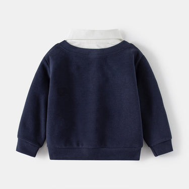 Baby False Two-Piece Jacket Kids Shirt Collar Sweatshirt Boys V-Neck Top Children's Clothing Wholesale