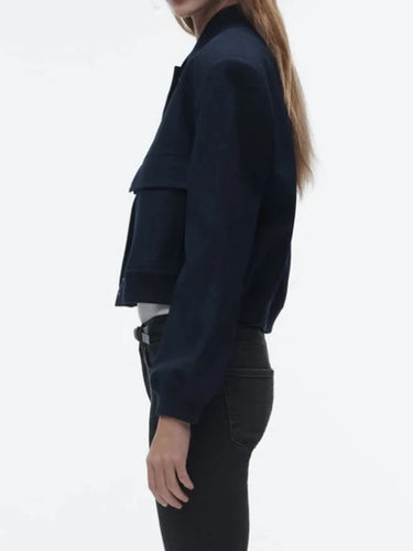Women's Jackets Stand Collar Long Sleeves Single Breasted Pockets Short Female Coat Autumn