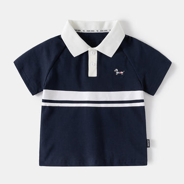 Children's Polo Shirt for Boys, Short Sleeve, Striped Design, Casual Summer Wear, Kids Size