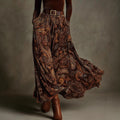 Slim fit printed long skirt set with belt