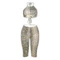 Digital Print Sexy Tie-up Strapless Crop Top &amp; High-waisted Pants Set