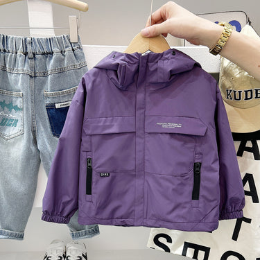Boy's Hooded Jacket  Stylish Casual Windbreaker Kids Jacket Trendy