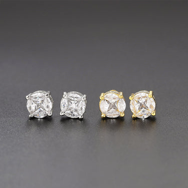 European And American Popular Full Diamond Hip-Hop Earrings Men's Circular Zircon Micro Inlaid Color Separation Electroplating Earrings