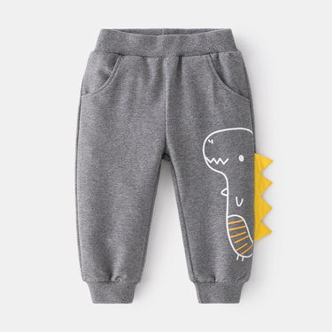 Sporty Kids Monster Cartoon Cute Solid Color Elastic Waistband Trendy Long Pants Boys' Athletic Pants
